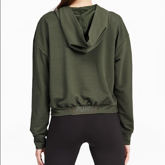 PUMA modern sports logo watermarked hoodie sweatshirt green thyme S NWT - Picture 2 of 16